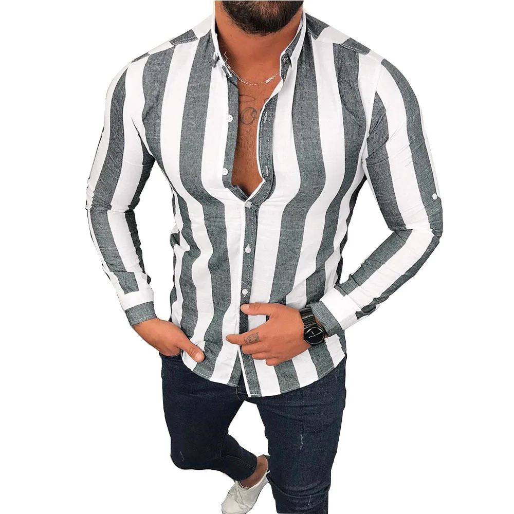 Color Striped Pattern Long Sleeve Breathable Quick Dry Slim Fit Casual Shirts Men, Gray green blue
Color Striped Pattern Long Sleeve Breathable Quick Dry Slim Fit Casual Shirts Men, Gray green blue