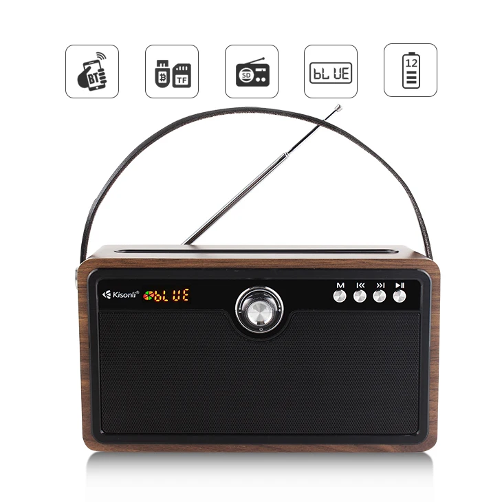 V4.0 Active Wooden Hifi Retro Speaker Portable Powerful Subwoofer Loud Sound System Radio Bluetooths Speaker - ANKUX.COM