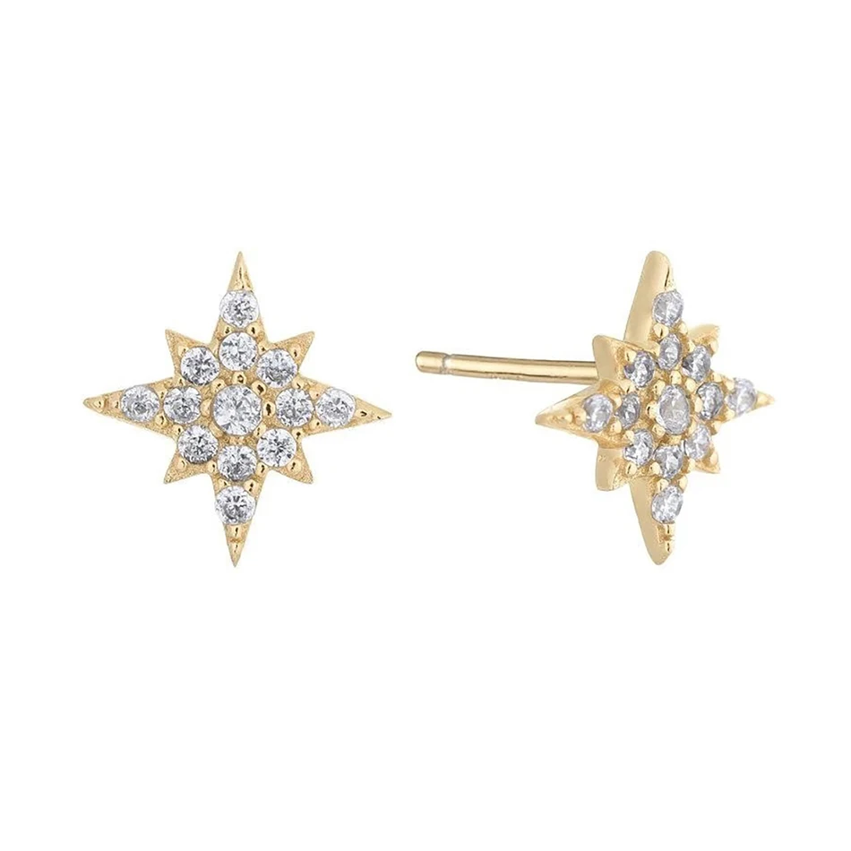 925 Sterling Silver 18k Gold Plated Cubic Zircon Starburst Stud earrings For Woman Gold Plated Earrings
925 Sterling Silver 18k Gold Plated Cubic Zircon Starburst Stud earrings For Woman Gold Plated Earrings