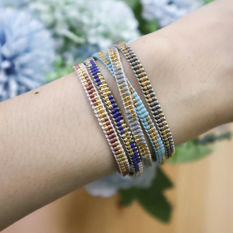 OEM GOOD quality trendy girl woman handmade miyuki jewelry custom adjust cotton wire thread miyuki beaded bracelet, Brown+black+gold
OEM GOOD quality trendy girl woman handmade miyuki jewelry custom adjust cotton wire thread miyuki beaded bracelet, Brown+black+gold