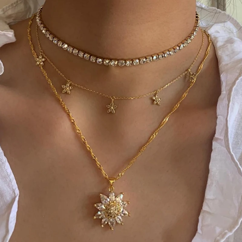 Trendy Crystal Sunflower Necklace Earrings Set Diamond Pendant Zircon Ring Women Jewellery, Silver gold
Trendy Crystal Sunflower Necklace Earrings Set Diamond Pendant Zircon Ring Women Jewellery, Silver gold