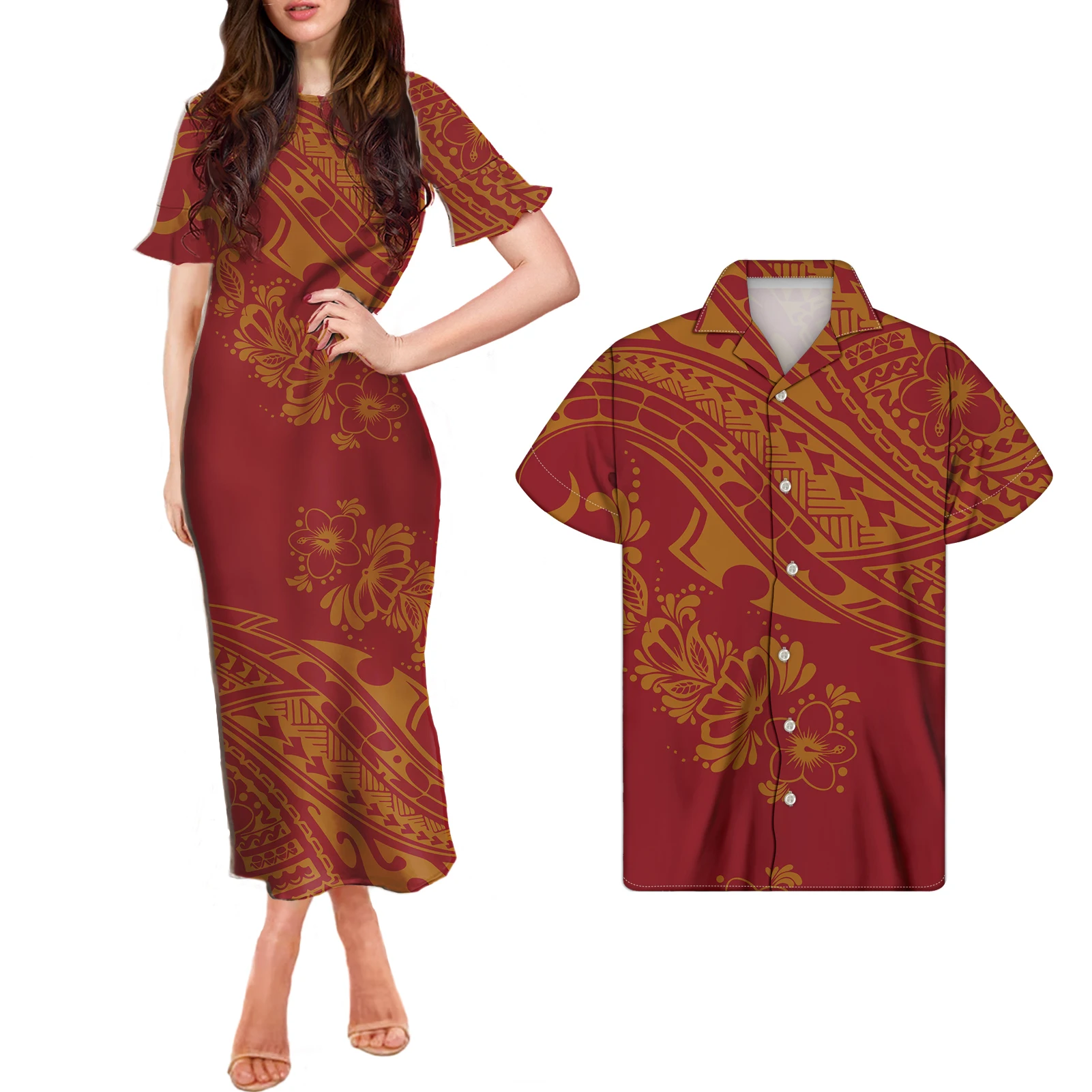 Vintage Red-Brown Polynesian Couple Set 2021 Summer Trendy Dresses Sexy Ruffle Sleeves Prom Dresses Tribal Printed, Customized color
Vintage Red-Brown Polynesian Couple Set 2021 Summer Trendy Dresses Sexy Ruffle Sleeves Prom Dresses Tribal Printed, Customized color