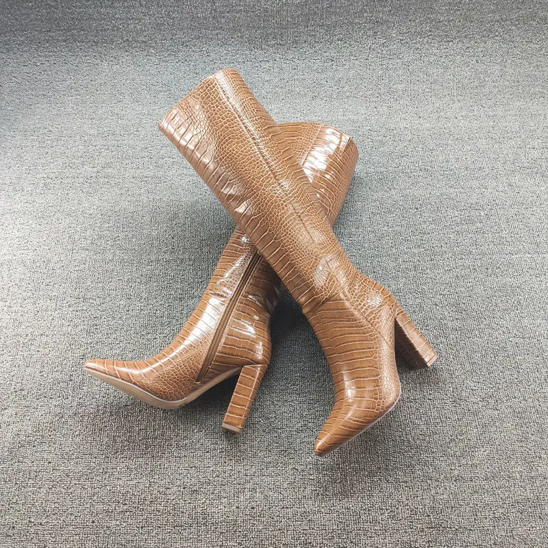 High Heel Boots Crocodile Pointed Knee High Boots Feminine Side Zipper Straight Leg Knight Boots
High Heel Boots Crocodile Pointed Knee High Boots Feminine Side Zipper Straight Leg Knight Boots