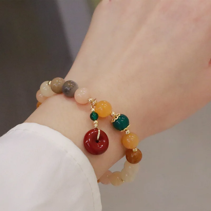 Chinese Style Lucky Jewelry Natural Stone Beads Bracelets Gold Plated Colorful Beaded Gemstone Jade Bracelet for Family Friends
Chinese Style Lucky Jewelry Natural Stone Beads Bracelets Gold Plated Colorful Beaded Gemstone Jade Bracelet for Family Friends
