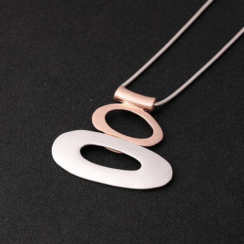 

TongLing necklace custom alloy silver gold plated two tone double loop long strand string pendant necklace