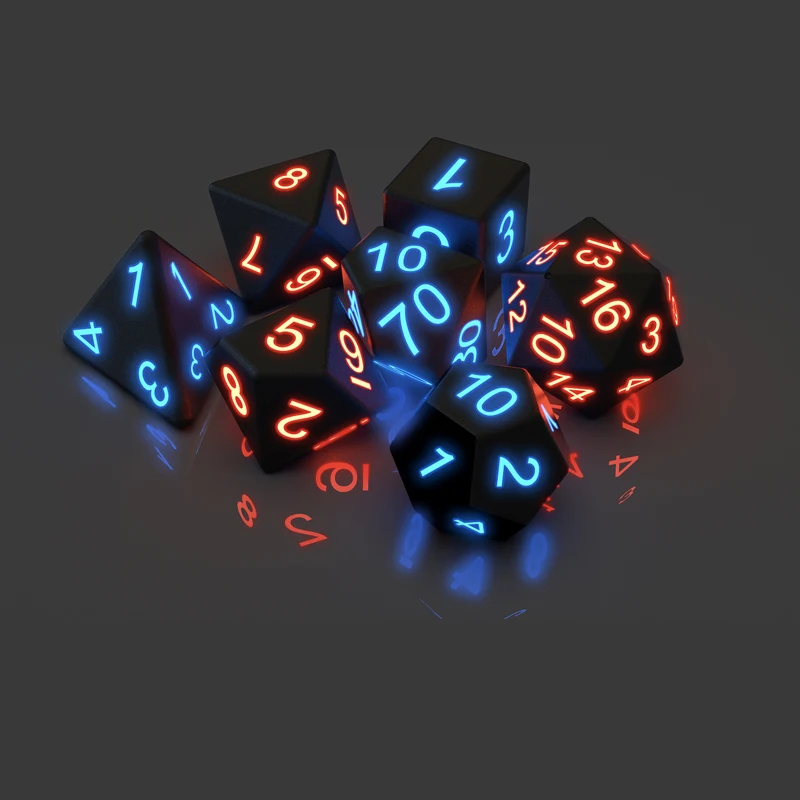 

New Upscale 7Pcs Polyhedral RPG Dungeons and Dragons DND MTG Table Glowing LED Electric Flashing the Pixels Electronic Dice