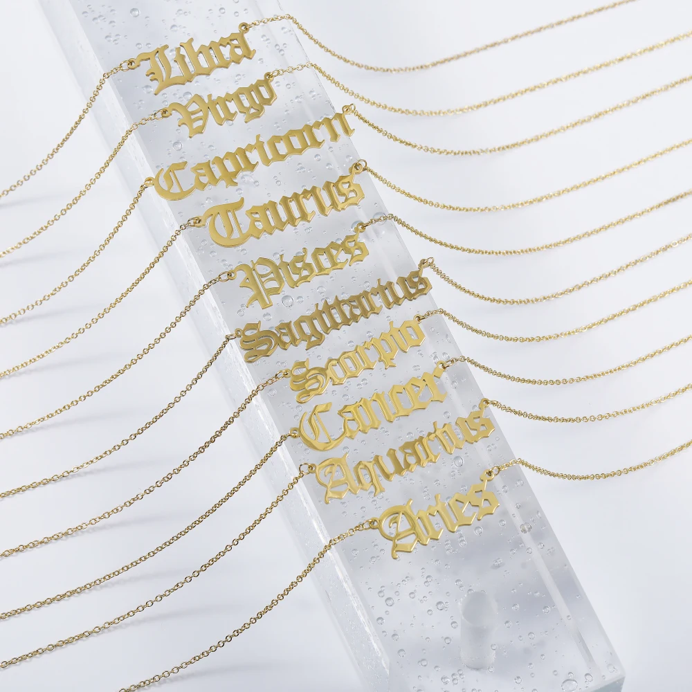 12 Zodiac Sign Jewelry Horoscope Necklace and Silver Plated Stainless Steel 2021 New Trendy Design Gold Letter Necklace Women's, Gold/steel 
12 Zodiac Sign Jewelry Horoscope Necklace and Silver Plated Stainless Steel 2021 New Trendy Design Gold Letter Necklace Women's, Gold/steel