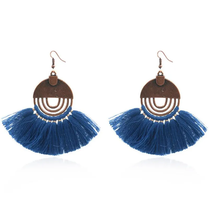 Bohemian Jewelry Fashion Hollow Round Women Boho Fan Shape Tassel Rope Earrings, Black white blue pink yellow
Bohemian Jewelry Fashion Hollow Round Women Boho Fan Shape Tassel Rope Earrings, Black white blue pink yellow