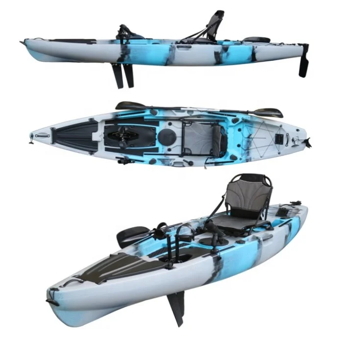 

New Style Fishing LLDPE Rowing Boat with pedal drive propeller and flap pedal drive system 12ft kayak