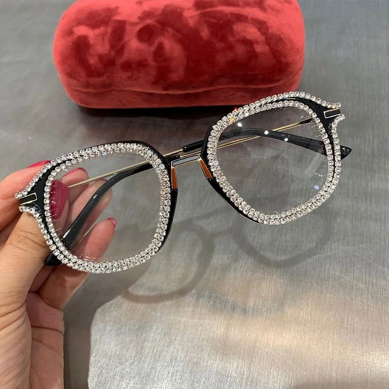 Wholesale Retro Square Diamond Glasses Luxury Rhinestone Transparent Lens Glasses, Colors 
Wholesale Retro Square Diamond Glasses Luxury Rhinestone Transparent Lens Glasses, Colors