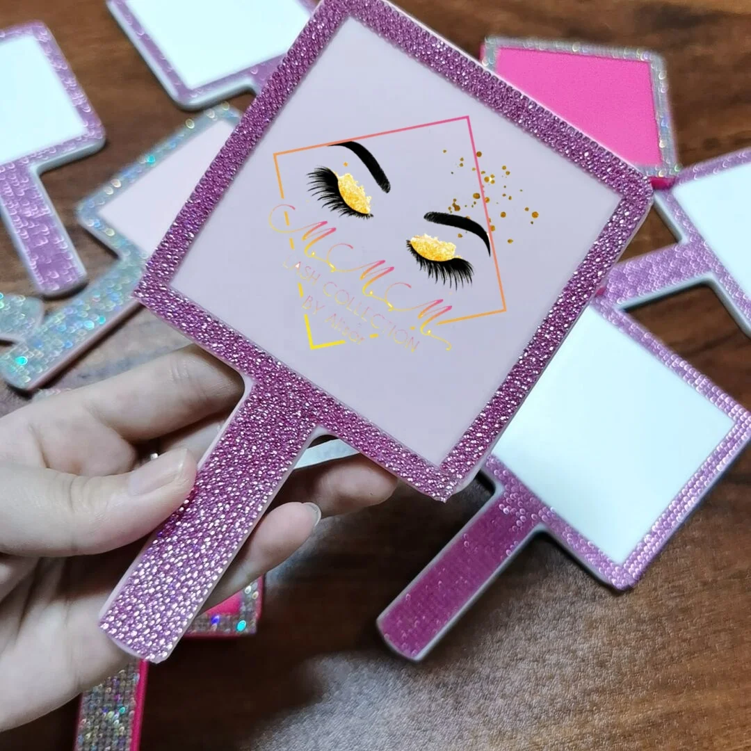 Hot selling hand mirror with Rhinestone custom mirror makeup mirror with customized logo wholesale lashes, 6 colors
Hot selling hand mirror with Rhinestone custom mirror makeup mirror with customized logo wholesale lashes, 6 colors