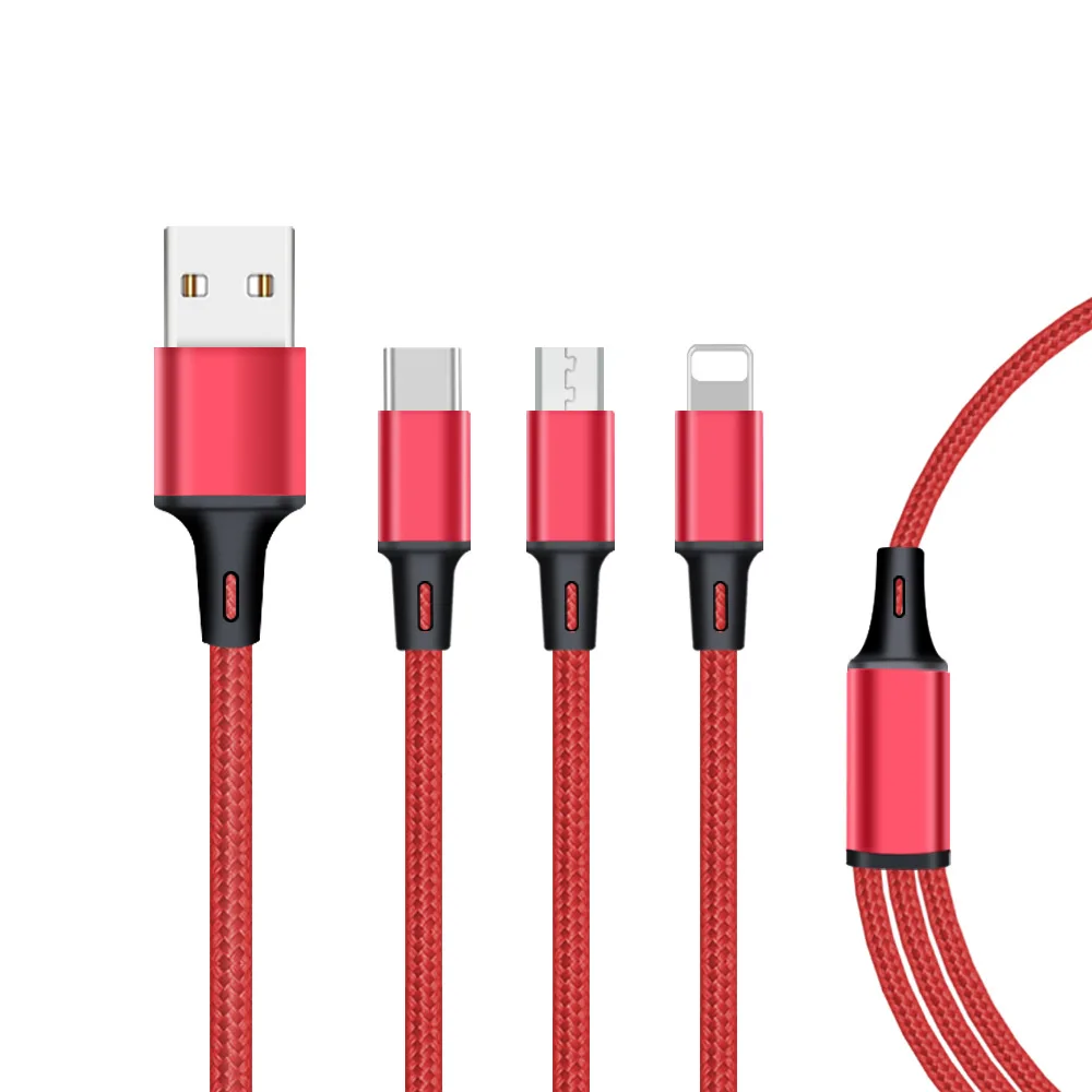 Multi Function Fast Charging Nylon Braided Cable 3 in 1 USB Cable, White/black/customized
Multi Function Fast Charging Nylon Braided Cable 3 in 1 USB Cable, White/black/customized