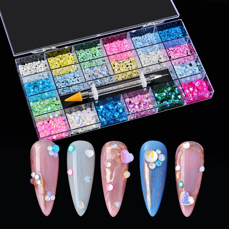 3D Flat Back Fire Flakes Heart White Opal Crystal Rhinestone Box For Nail Charm, Colorful
3D Flat Back Fire Flakes Heart White Opal Crystal Rhinestone Box For Nail Charm, Colorful