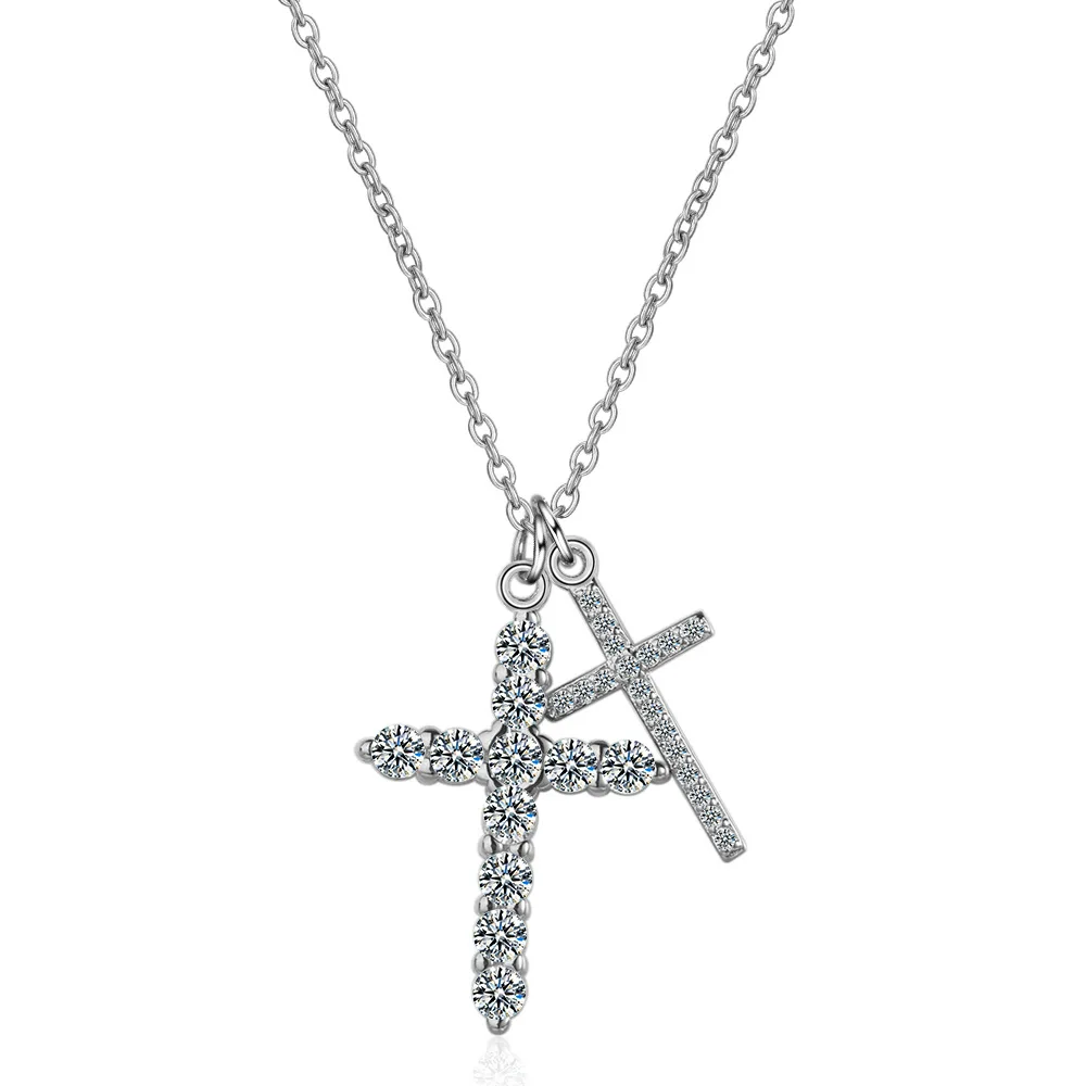 Amazon Hot Sale Simple Diamond Cross Necklace 25 inches Silver Link Chain Shinny Zircon Double Cross Pendant Necklace Jewelry
Amazon Hot Sale Simple Diamond Cross Necklace 25 inches Silver Link Chain Shinny Zircon Double Cross Pendant Necklace Jewelry