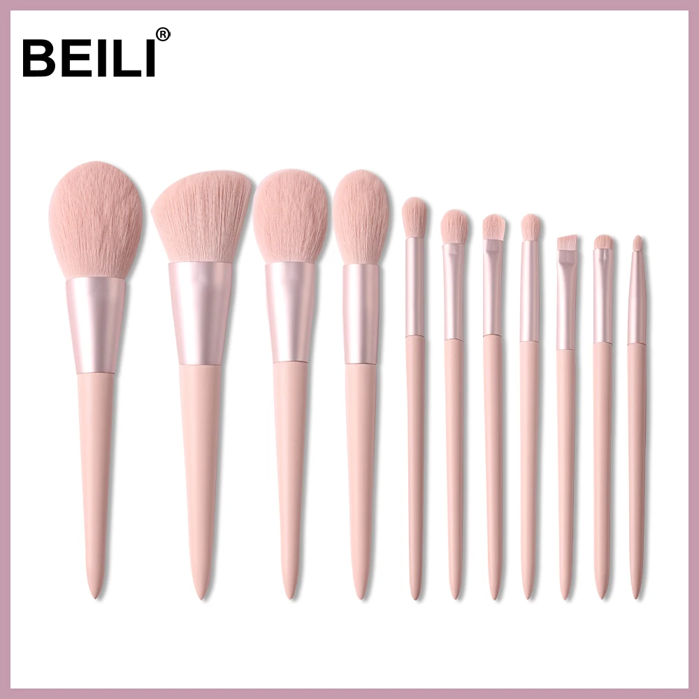 BEILI wholesale makeup brush 11pcs pink wooden pointed handle professional makeup brush sets synthetic hair blush brushes, Pink makeup brush set
BEILI wholesale makeup brush 11pcs pink wooden pointed handle professional makeup brush sets synthetic hair blush brushes, Pink makeup brush set