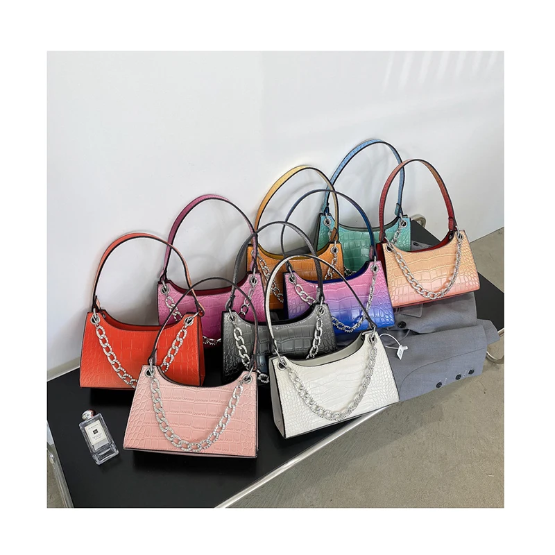 Fashion Crocodile Pattern Women Gradient Color Shoulder Bag Casual Portable Female Chain Totes Travel Underarm Shopping Pouch
Fashion Crocodile Pattern Women Gradient Color Shoulder Bag Casual Portable Female Chain Totes Travel Underarm Shopping Pouch
