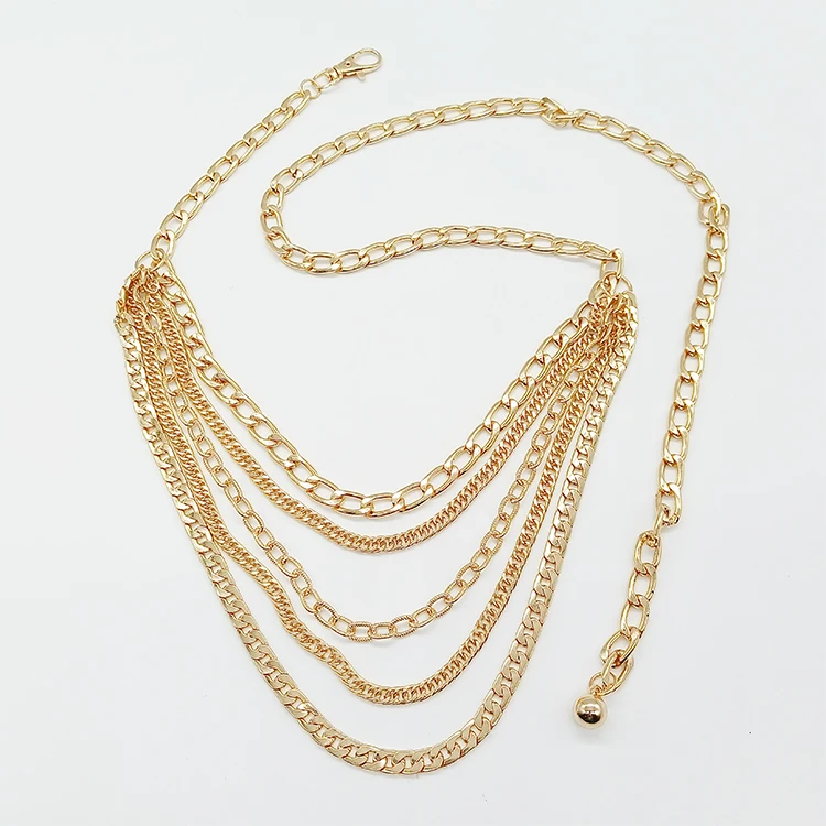 Retro sexy cool chain waist Desiner 5 Layer Gold plated Jeans belly chain belt for men and women
Retro sexy cool chain waist Desiner 5 Layer Gold plated Jeans belly chain belt for men and women