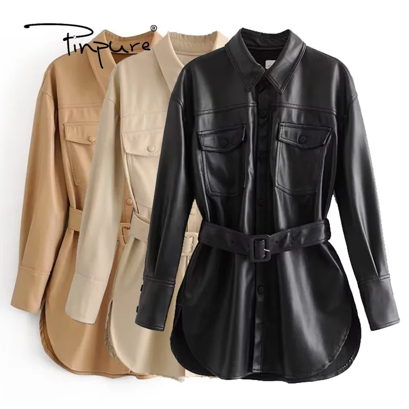R30225S Women Vintage Stylish Faux Leather With Belted Jacket Coat Fashion Long Sleeve Pockets Side Vents PU Outerwear Chic Tops
R30225S Women Vintage Stylish Faux Leather With Belted Jacket Coat Fashion Long Sleeve Pockets Side Vents PU Outerwear Chic Tops
