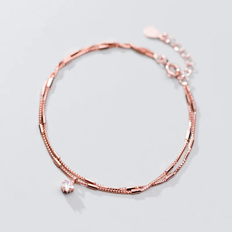 Korean Style Double Layers Rose Gold Plated Box Chain Bracelets S925 Sterling Silver Shiny CZ Cubic Zirconia Charm Bracelet
Korean Style Double Layers Rose Gold Plated Box Chain Bracelets S925 Sterling Silver Shiny CZ Cubic Zirconia Charm Bracelet