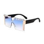 DLL5350 Luxury rimless crystal glasses colorful diamond decorate square eyewear design for women and men unisex sunglasses
