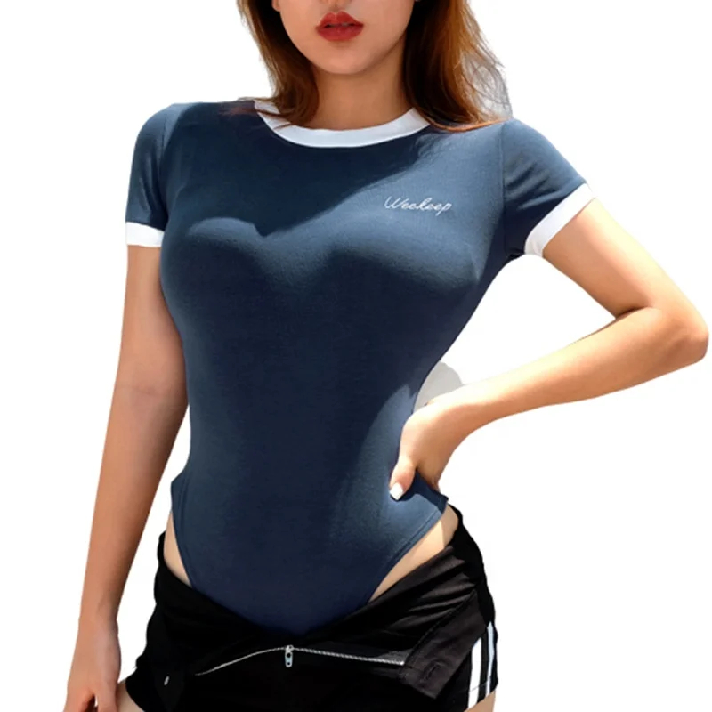 5 Colors Summer Bodysuit Shirts For Women Rib Knit T Shirt, Blue, black, yellow, green, red
5 Colors Summer Bodysuit Shirts For Women Rib Knit T Shirt, Blue, black, yellow, green, red