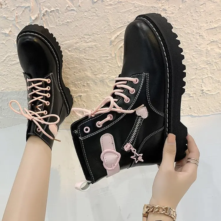 Women's Ankle Boots Platform Fashion Kawaii Shoes Chunky Black Harajuku Cute Female Autumn Heart
Women's Ankle Boots Platform Fashion Kawaii Shoes Chunky Black Harajuku Cute Female Autumn Heart