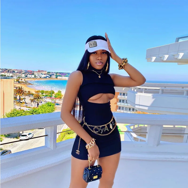 Fall 2020 Clothing Elegant Sleeveless Mock Neck Mini Bodycon Dress Sexy Cut-Out Women's Dresses, Black
Fall 2020 Clothing Elegant Sleeveless Mock Neck Mini Bodycon Dress Sexy Cut-Out Women's Dresses, Black