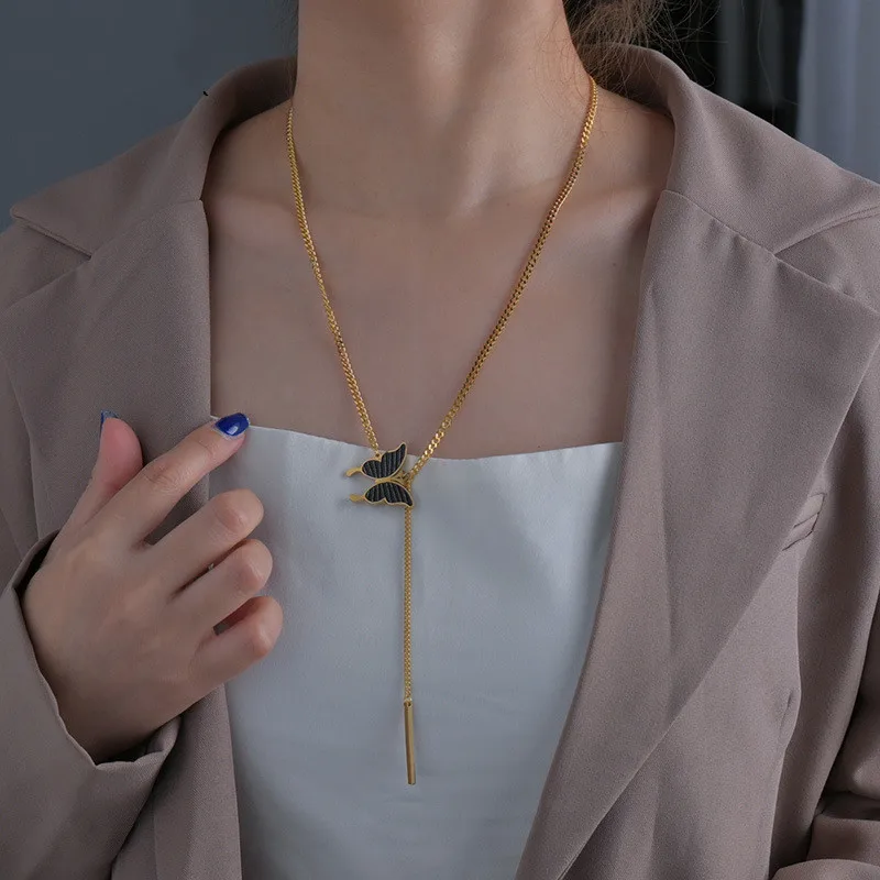 Simple Real Gold Plated Stainless Steel Link Chain Stick Long Pendant Necklace Stainless Steel Butterfly Necklace For Women
Simple Real Gold Plated Stainless Steel Link Chain Stick Long Pendant Necklace Stainless Steel Butterfly Necklace For Women