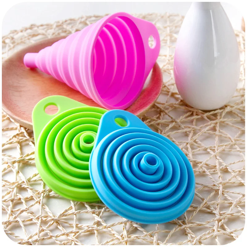New Design Kitchen Tool DIY Food-Grade Folding Silicone Funnel Household Liquid Dispensing Mini Funnel, Red blue orange green
New Design Kitchen Tool DIY Food-Grade Folding Silicone Funnel Household Liquid Dispensing Mini Funnel, Red blue orange green
