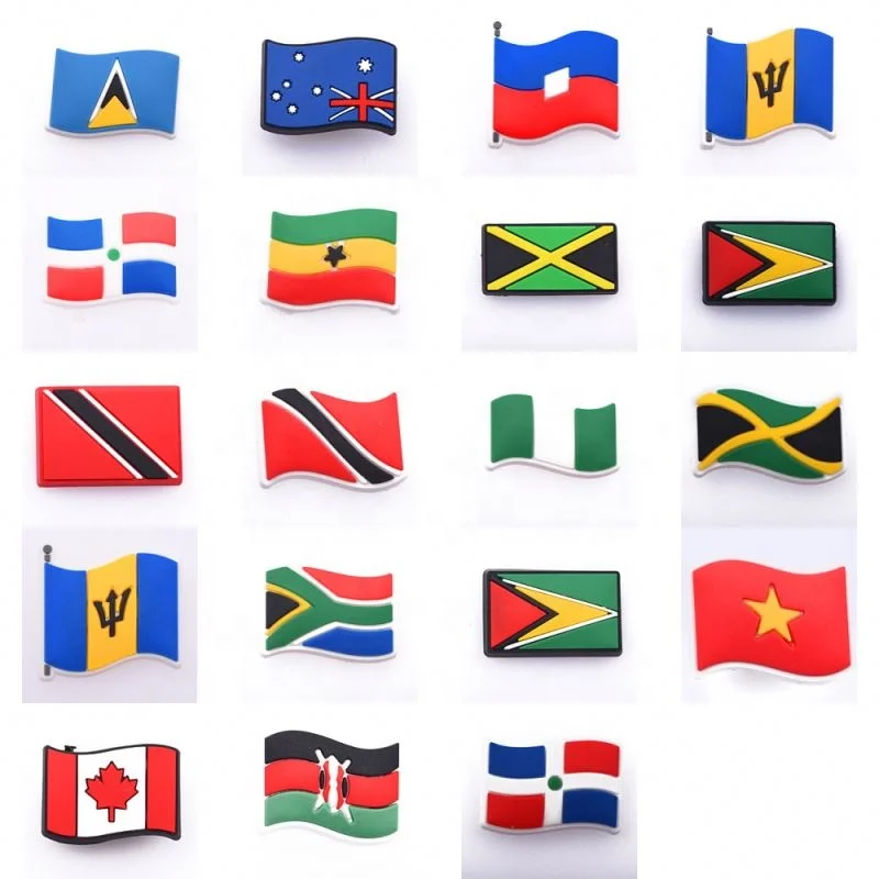 country flag designs available promotional shoes decoration croc charms soft PVC shoe croc charms for resin
country flag designs available promotional shoes decoration croc charms soft PVC shoe croc charms for resin