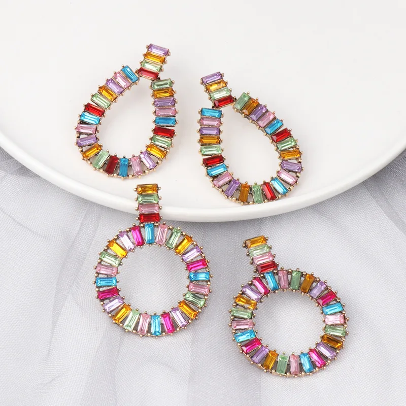 European Fashion Geometric Colorful Cubic Circle Waterdrop Hoop Earrings Big Round Crystal Hollow Circle Earrings
European Fashion Geometric Colorful Cubic Circle Waterdrop Hoop Earrings Big Round Crystal Hollow Circle Earrings