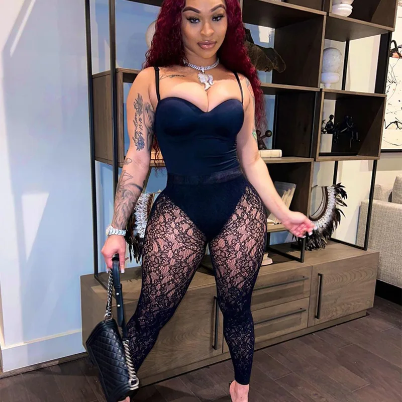Wholesale 2022 summer mesh see through 2 piece bodysuits lace two pieces set jumpsuits women
Wholesale 2022 summer mesh see through 2 piece bodysuits lace two pieces set jumpsuits women