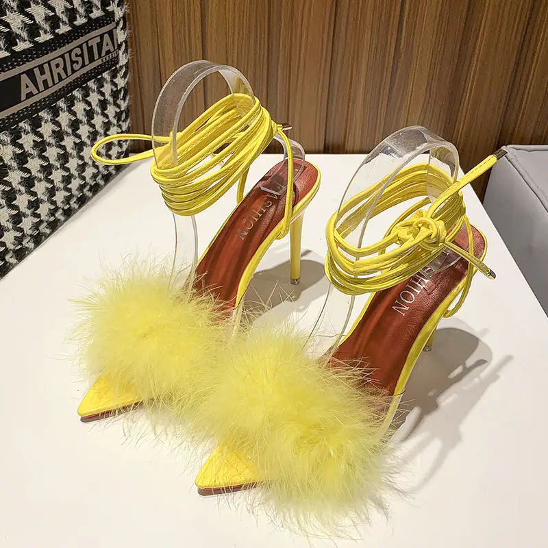 2021 new fur thin heels visible cusp fashion suede solid color evening party high heels elegant sandals, White yellow black or customized
2021 new fur thin heels visible cusp fashion suede solid color evening party high heels elegant sandals, White yellow black or customized