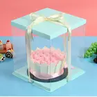 Square Super Clear Border White Lid Package Box for Wedding Cake Party Gifts boite a gateaux claire