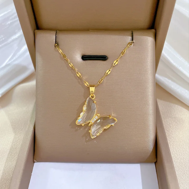 Crystal transparent butterfly pendant stainless steel necklace for women girls fashion jewelry necklaces
Crystal transparent butterfly pendant stainless steel necklace for women girls fashion jewelry necklaces