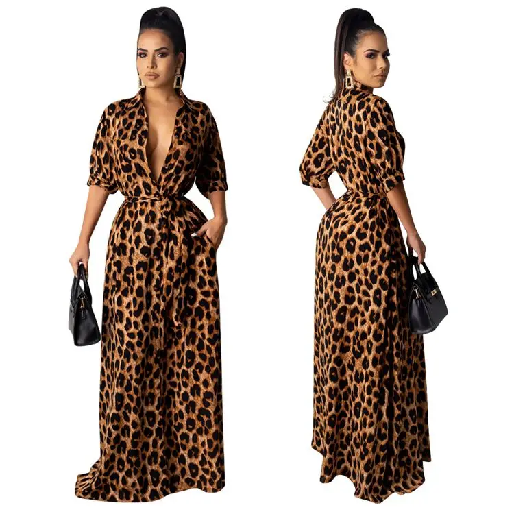 1119M130 women clothing trendy leopard deep V half sleeve Latest Casual Designs Fashion Women Maxi Dress
1119M130 women clothing trendy leopard deep V half sleeve Latest Casual Designs Fashion Women Maxi Dress