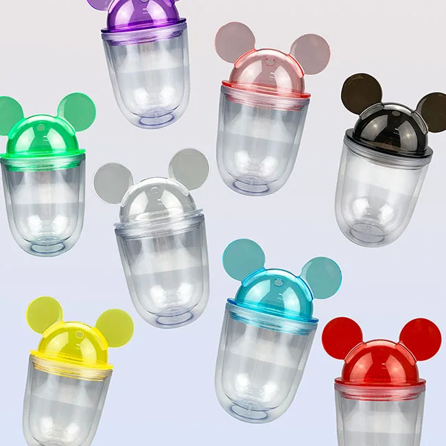 Wholesale price 350ml BPA free Mickey mouse ear Smoothie Tumbler with Straw and Lid in stock, Clear
Wholesale price 350ml BPA free Mickey mouse ear Smoothie Tumbler with Straw and Lid in stock, Clear
