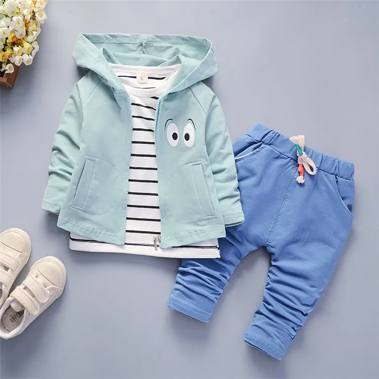 Boys Clothes Fall Sets Striped Tshirt+Hooded Zipper Coat with Eyes+Pants 3Pcs Cotton Set Baby Boy Clothes Suit Girl Spring Set, Pink/green/grey
Boys Clothes Fall Sets Striped Tshirt+Hooded Zipper Coat with Eyes+Pants 3Pcs Cotton Set Baby Boy Clothes Suit Girl Spring Set, Pink/green/grey