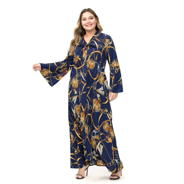 New design best selling Middle East islamic clothinh plus size dress luxury print dress Muslim abaya chiffon maxi dress, Black/dark blue
New design best selling Middle East islamic clothinh plus size dress luxury print dress Muslim abaya chiffon maxi dress, Black/dark blue