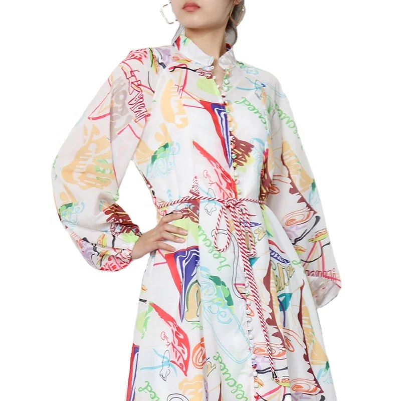 ONEINALL Graffiti Stand Collar Long Sleeve High Waist Lace Up Slimming Midi Dresses
ONEINALL Graffiti Stand Collar Long Sleeve High Waist Lace Up Slimming Midi Dresses