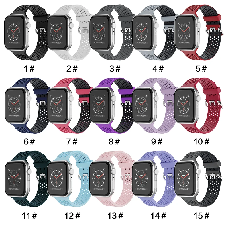 

Coolyep Stainless Steel Buckle Silicone Smart Watch Bands for Apple Watch Series 7 6 5 4 3 2 1 SE for Iwatch Strap