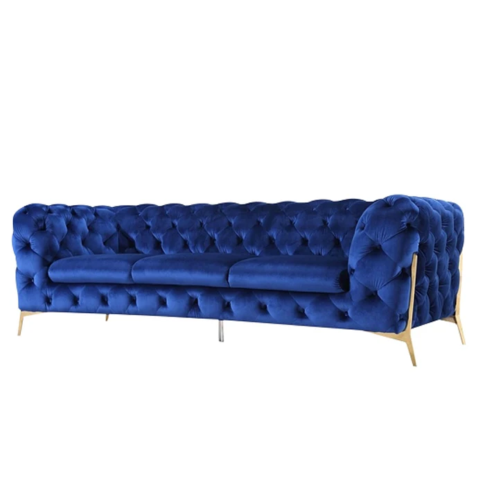 Moderno divano di velluto trapuntato divano di velluto blu divano componibile
