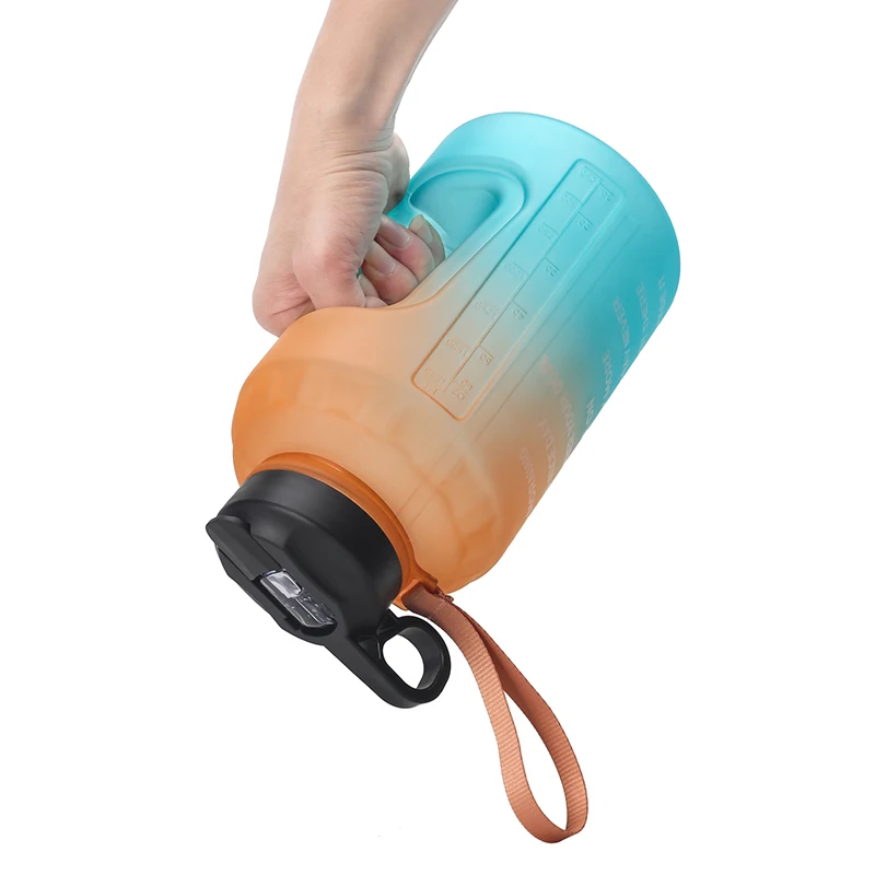 2021new 2.2L half gallon sport water bottle Gradient color Large Capacity motivational Water Bottle Plastic, Customized color
2021new 2.2L half gallon sport water bottle Gradient color Large Capacity motivational Water Bottle Plastic, Customized color