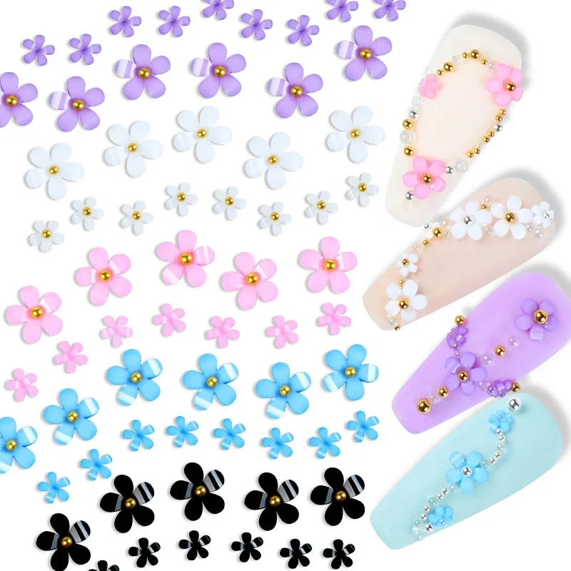 

Paso Sico 200pcs/bag 14 Colors White Pink Blue Purple Mixed DIY Accessories Hot Selling Nail Art Flower Decoration