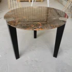 One-Stop Service Coffee Table Marble Round Top Wooden Legs