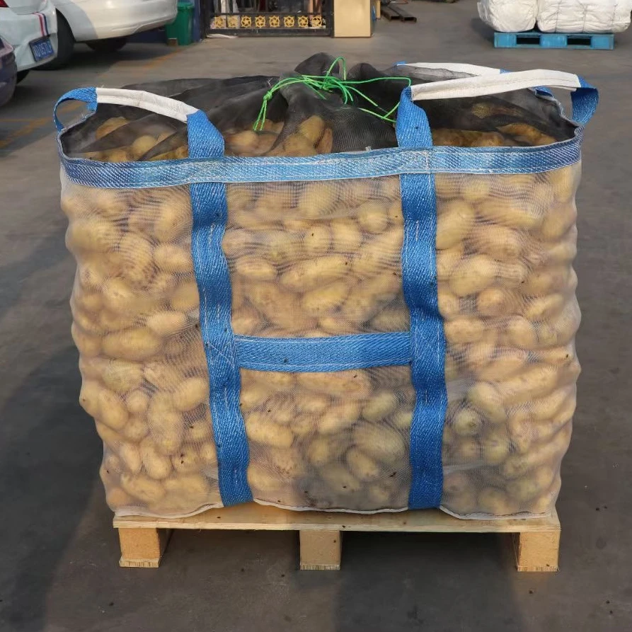 Ventilation bag supplier cheap pp woven potato/onion/garlic mesh fabric big log bulk bags transparent bag for food 10kg