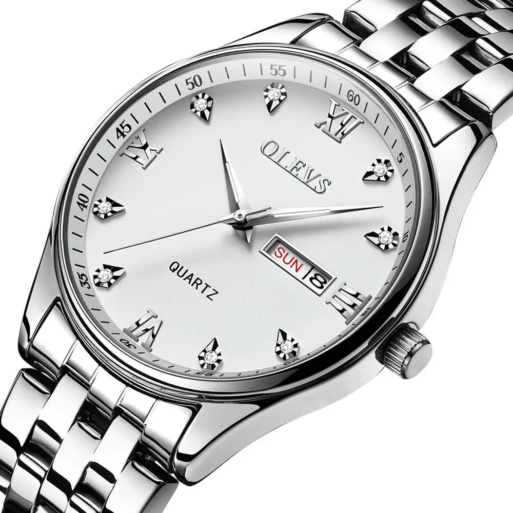 Silver Simple White Watches OLEVS Quartz Luminous Day Date Stainless Steel Business Classic Men's Wristwatch
Silver Simple White Watches OLEVS Quartz Luminous Day Date Stainless Steel Business Classic Men's Wristwatch
