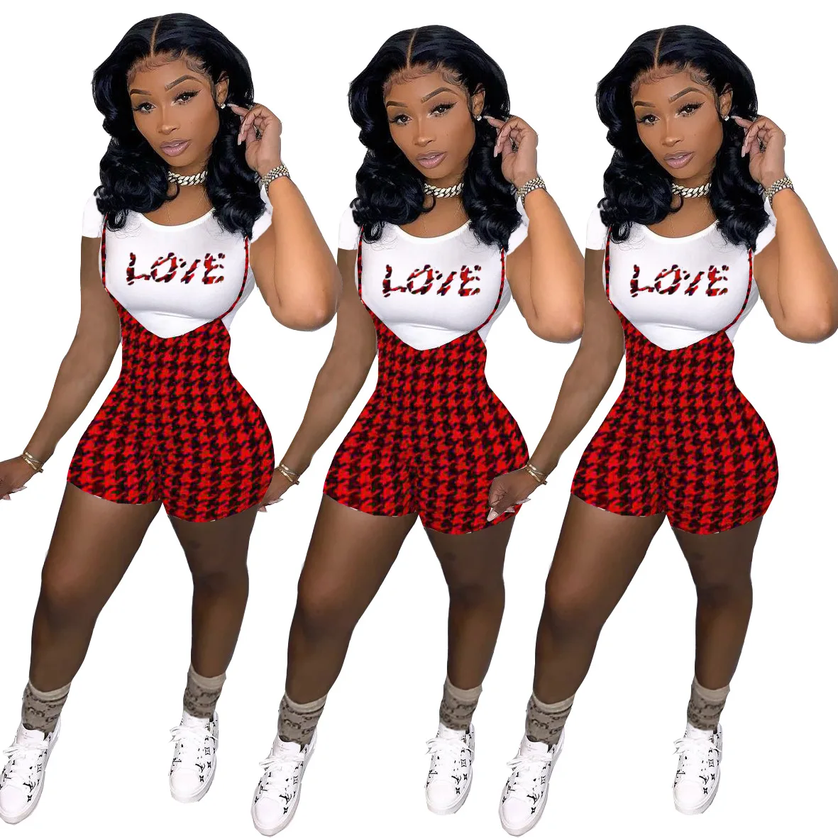 JM017 hot selling casual t shirt women set strap jumpsuit outfits for women short sleeve women 2 piece set clothing
JM017 hot selling casual t shirt women set strap jumpsuit outfits for women short sleeve women 2 piece set clothing