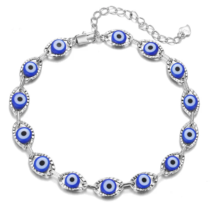

European Best Selling Gold Plated Evil Eyes Chain Anklet Bracelet Creative Turkish Blue Evil Eyes Anklet Bracelet for Women