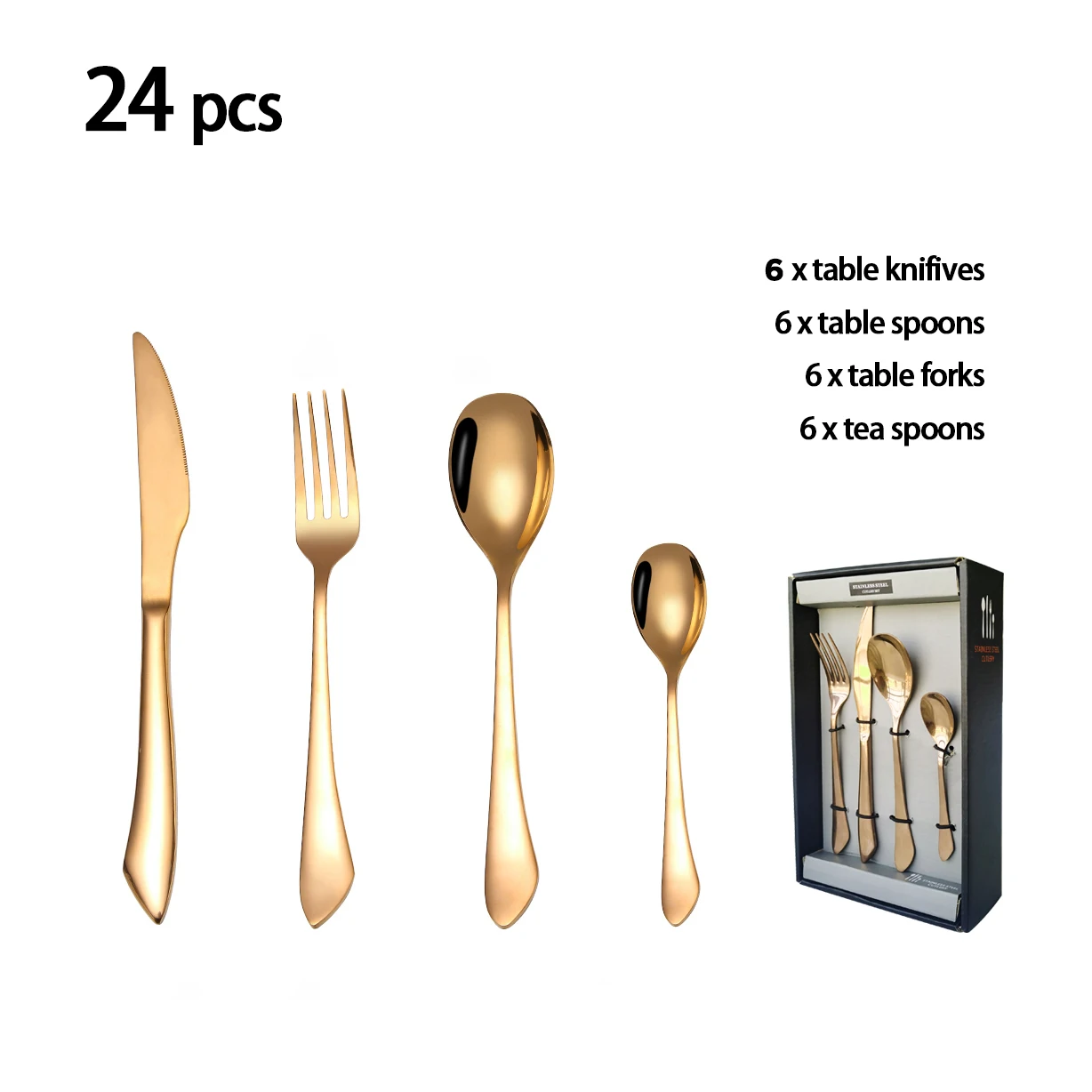 gold cutlery set 24pcs /copper cutlery set stainless steel silver spoon set stainless steel cutlery, Customized
gold cutlery set 24pcs /copper cutlery set stainless steel silver spoon set stainless steel cutlery, Customized